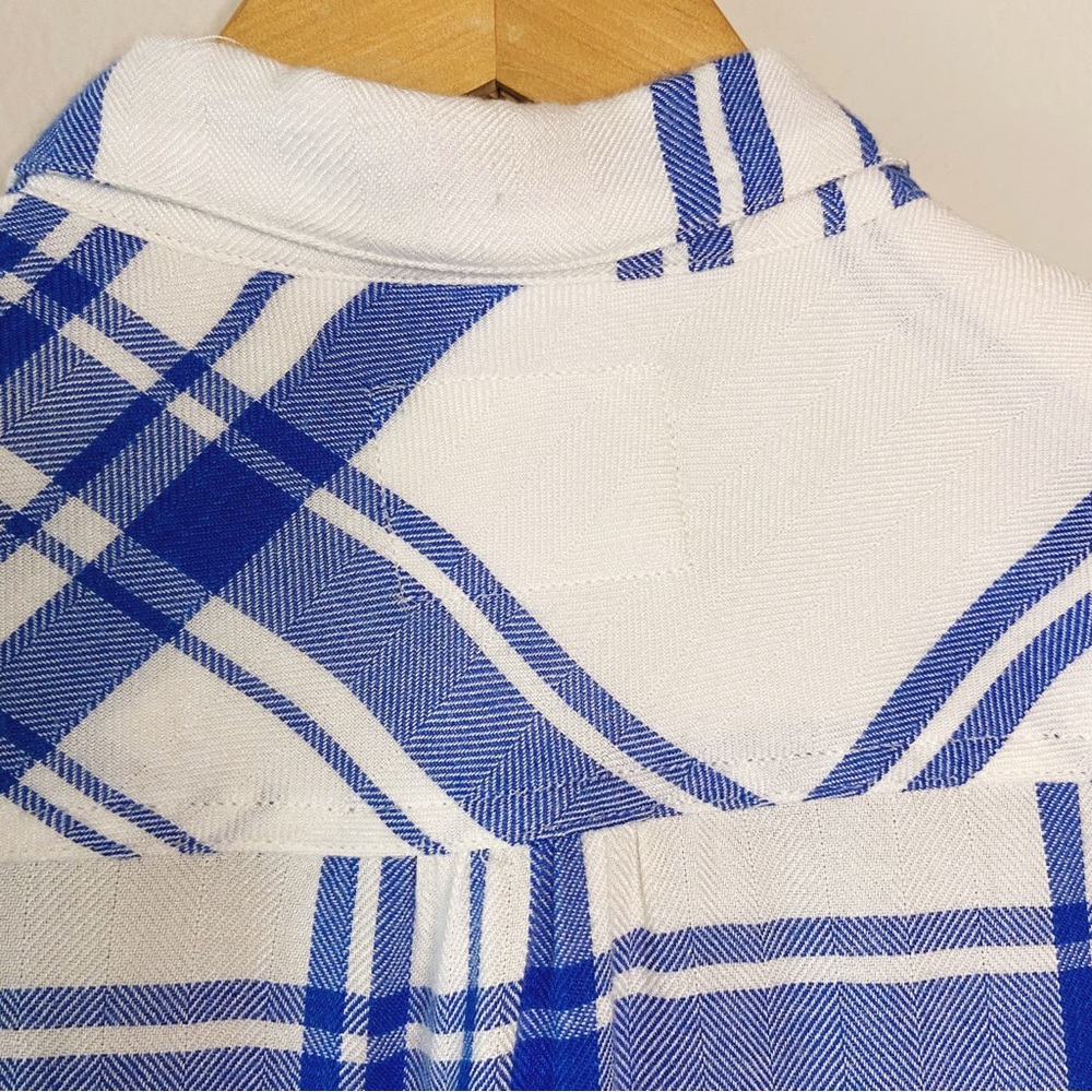Rails White and Blue Short Sleeve Women's flannel plaid Top, Small, SOFT - Picture 15 of 15